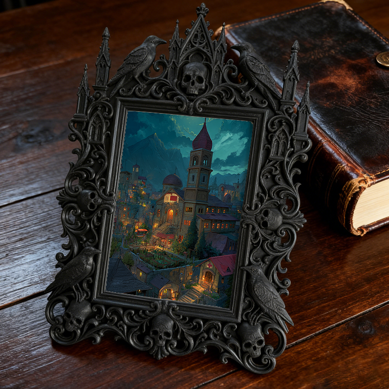 Daring Gothic Dark-style Photo Frame | Gothic Backyard Halloween Party Decor, Photo Ornament, Dual-use Display, Outdoor Frame