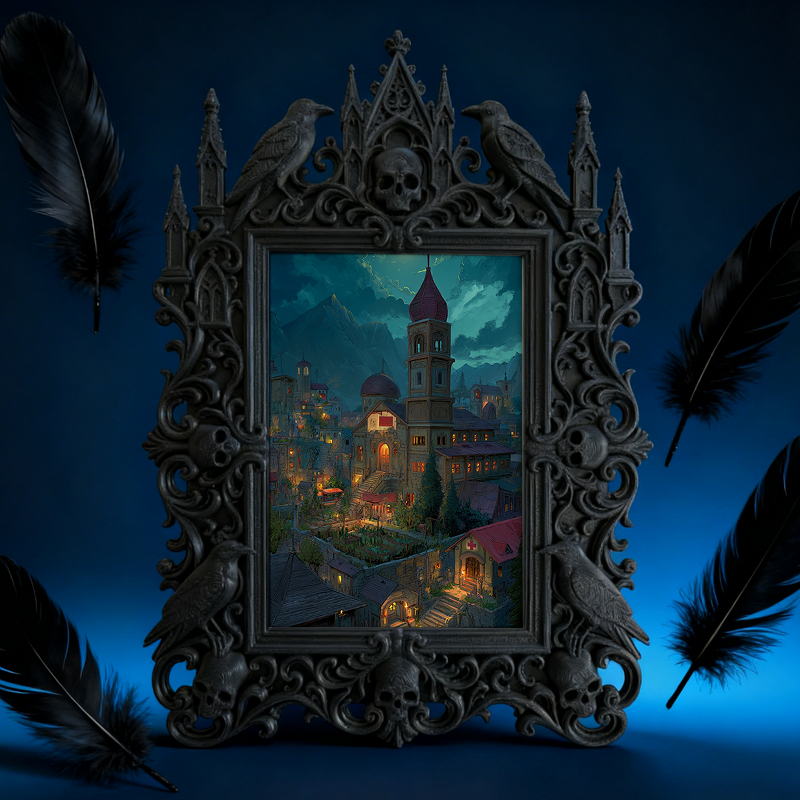Daring Gothic Dark-style Photo Frame | Gothic Backyard Halloween Party Decor, Photo Ornament, Dual-use Display, Outdoor Frame