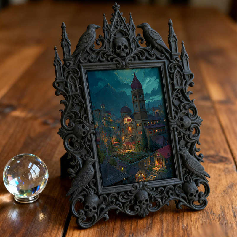 Daring Gothic Dark-style Photo Frame | Gothic Backyard Halloween Party Decor, Photo Ornament, Dual-use Display, Outdoor Frame
