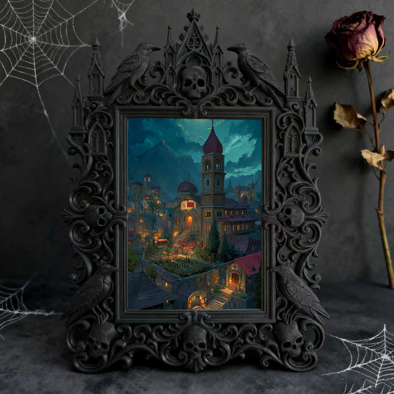 Daring Gothic Dark-style Photo Frame | Gothic Backyard Halloween Party Decor, Photo Ornament, Dual-use Display, Outdoor Frame