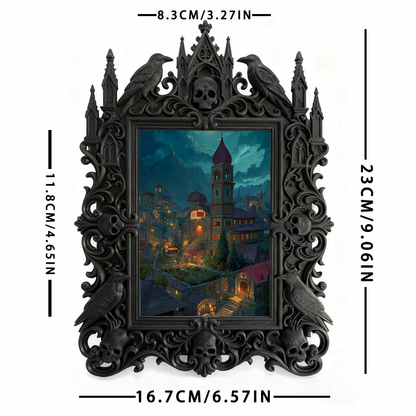 Daring Gothic Dark-style Photo Frame | Gothic Backyard Halloween Party Decor, Photo Ornament, Dual-use Display, Outdoor Frame