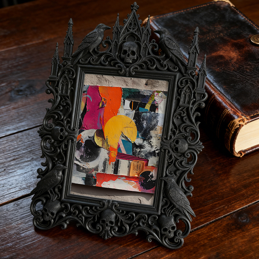 Artisanal Gothic Dark-style Photo Frame | Witchy Herb Garden Shed Decor, Photo Ornament, Wall-mountable & Tabletop, Plastic Frame