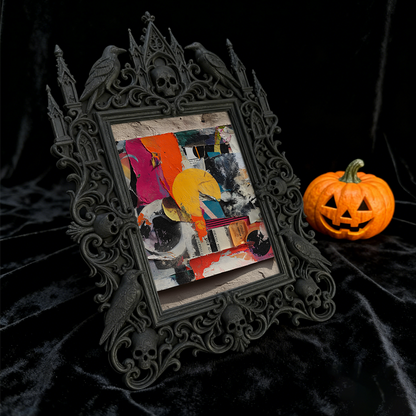 Artisanal Gothic Dark-style Photo Frame | Witchy Herb Garden Shed Decor, Photo Ornament, Wall-mountable & Tabletop, Plastic Frame