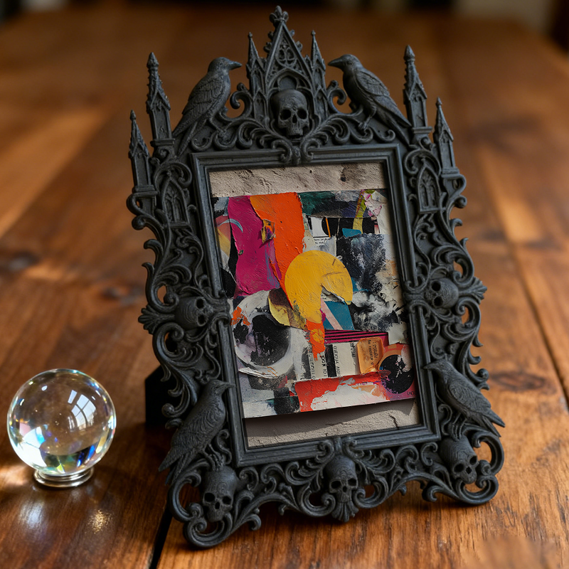 Artisanal Gothic Dark-style Photo Frame | Witchy Herb Garden Shed Decor, Photo Ornament, Wall-mountable & Tabletop, Plastic Frame