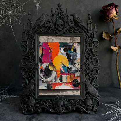 Artisanal Gothic Dark-style Photo Frame | Witchy Herb Garden Shed Decor, Photo Ornament, Wall-mountable & Tabletop, Plastic Frame