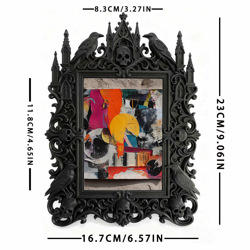 Artisanal Gothic Dark-style Photo Frame | Witchy Herb Garden Shed Decor, Photo Ornament, Wall-mountable & Tabletop, Plastic Frame