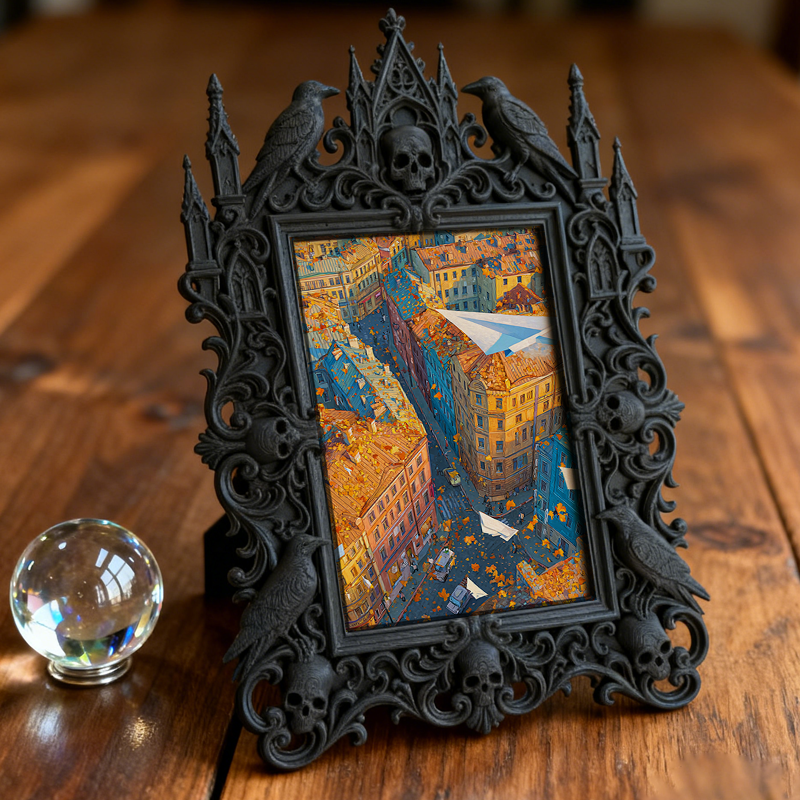 Rebellious Gothic Dark-style Photo Frame | Dark Fairy Tale Illustration Studio Decor, Photo Ornament, Wall/Table Dual-use, Wear-resistant Fr