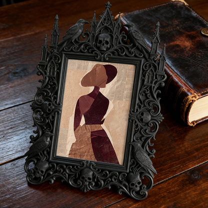 Collector’s Gothic Dark-style Photo Frame | Vampire-themed Private Library Decor, Photo Ornament, Dual-use Display, Retro Plastic Frame
