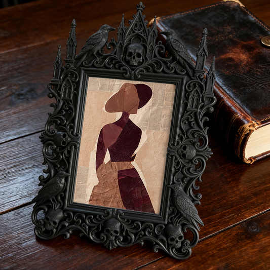 Collector’s Gothic Dark-style Photo Frame | Vampire-themed Private Library Decor, Photo Ornament, Dual-use Display, Retro Plastic Frame