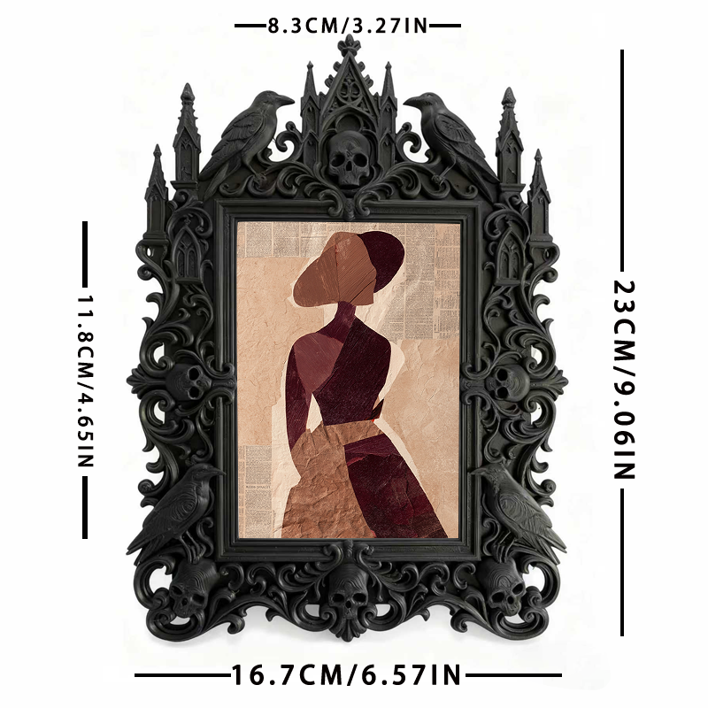 Collector’s Gothic Dark-style Photo Frame | Vampire-themed Private Library Decor, Photo Ornament, Dual-use Display, Retro Plastic Frame