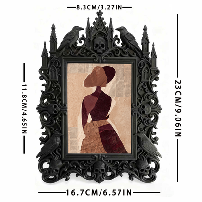 Collector’s Gothic Dark-style Photo Frame | Vampire-themed Private Library Decor, Photo Ornament, Dual-use Display, Retro Plastic Frame