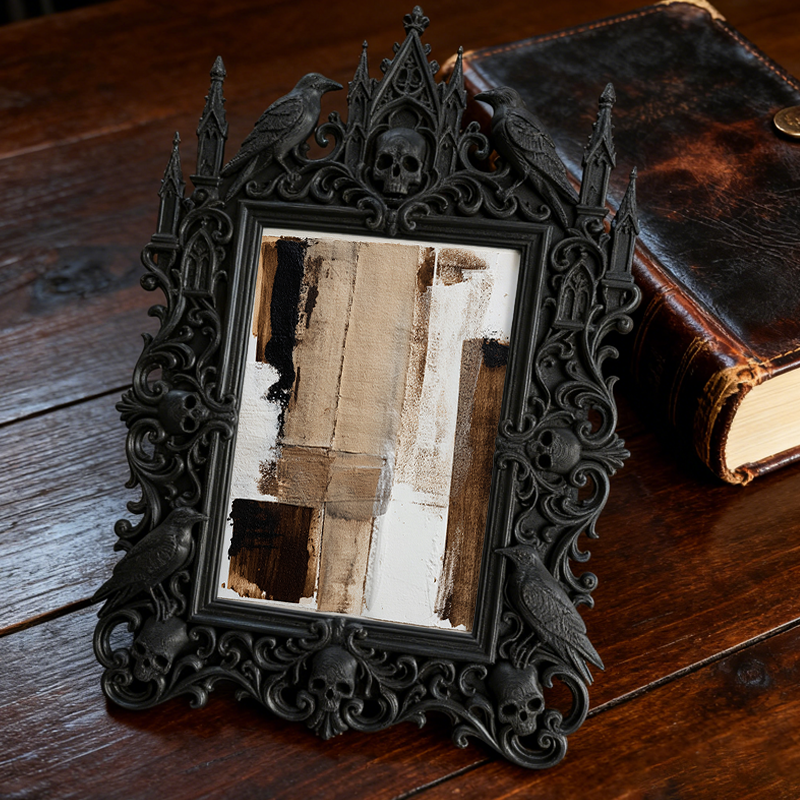 Edgy Gothic Dark-style Photo Frame | Occult Tarot Card Illustration Shop Decor, Photo Ornament, Wall-mountable & Tabletop, Scratch-resistant