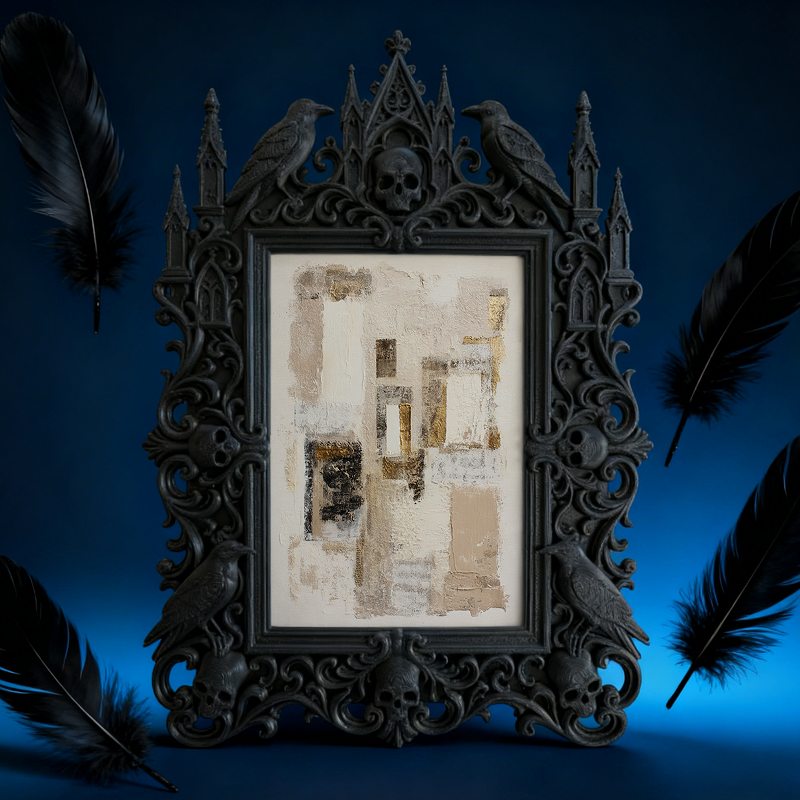 Artisanal Gothic Dark-style Photo Frame | Gothic Tattoo Manuscript Studio Decor, Photo Ornament, Wall/Table Dual-use, Eco-friendly Frame