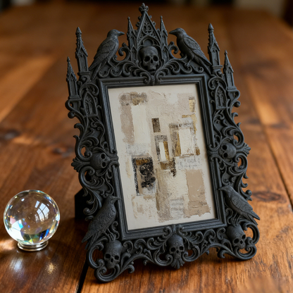 Artisanal Gothic Dark-style Photo Frame | Gothic Tattoo Manuscript Studio Decor, Photo Ornament, Wall/Table Dual-use, Eco-friendly Frame