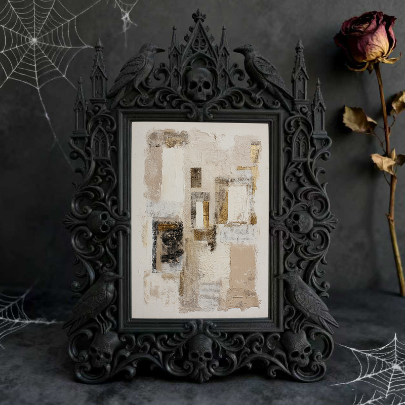 Artisanal Gothic Dark-style Photo Frame | Gothic Tattoo Manuscript Studio Decor, Photo Ornament, Wall/Table Dual-use, Eco-friendly Frame
