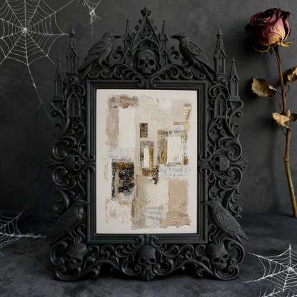 Artisanal Gothic Dark-style Photo Frame | Gothic Tattoo Manuscript Studio Decor, Photo Ornament, Wall/Table Dual-use, Eco-friendly Frame