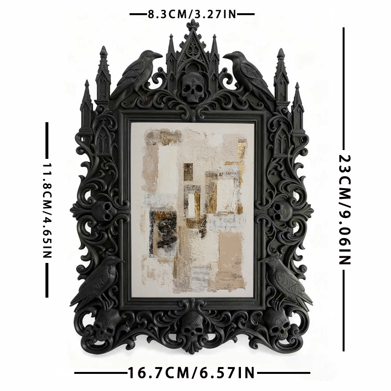 Artisanal Gothic Dark-style Photo Frame | Gothic Tattoo Manuscript Studio Decor, Photo Ornament, Wall/Table Dual-use, Eco-friendly Frame