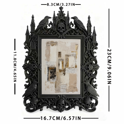Artisanal Gothic Dark-style Photo Frame | Gothic Tattoo Manuscript Studio Decor, Photo Ornament, Wall/Table Dual-use, Eco-friendly Frame