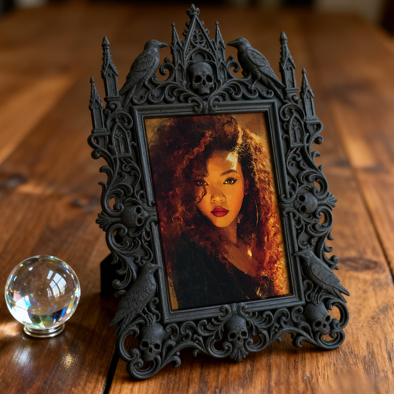 Sophisticated Gothic Dark-style Photo Frame | Paranormal Research Lab Decor, Photo Ornament, Dual-use Display, Elegant Frame