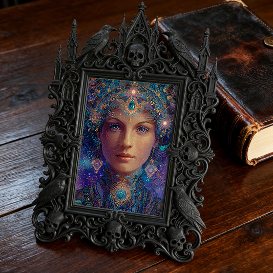 Collector’s Gothic Dark-style Photo Frame | Werewolf-themed Hunting Gear Shop Decor, Photo Ornament, Wall-mountable & Tabletop, Rustic Frame
