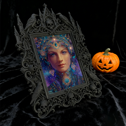 Collector’s Gothic Dark-style Photo Frame | Werewolf-themed Hunting Gear Shop Decor, Photo Ornament, Wall-mountable & Tabletop, Rustic Frame