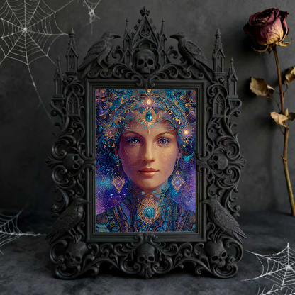 Collector’s Gothic Dark-style Photo Frame | Werewolf-themed Hunting Gear Shop Decor, Photo Ornament, Wall-mountable & Tabletop, Rustic Frame