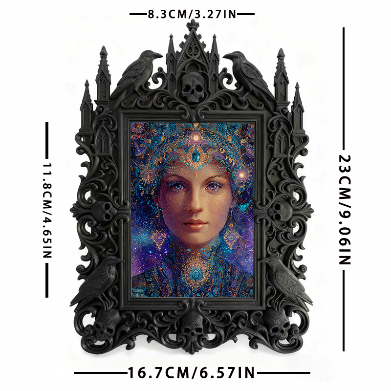 Collector’s Gothic Dark-style Photo Frame | Werewolf-themed Hunting Gear Shop Decor, Photo Ornament, Wall-mountable & Tabletop, Rustic Frame