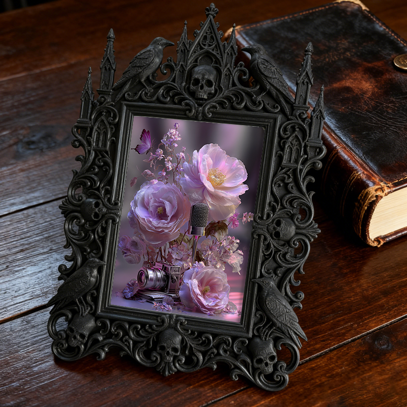Edgy Gothic Dark-style Photo Frame | Dark Calligraphy Wax Seal Studio Decor, Photo Ornament, Wall/Table Dual-use, Stain-resistant Frame