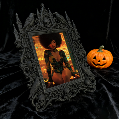 Artisanal Gothic Dark-style Photo Frame | Witchy Crystal Pendulum Shop Decor, Photo Ornament, Wall-mountable & Tabletop, Lightweight Frame