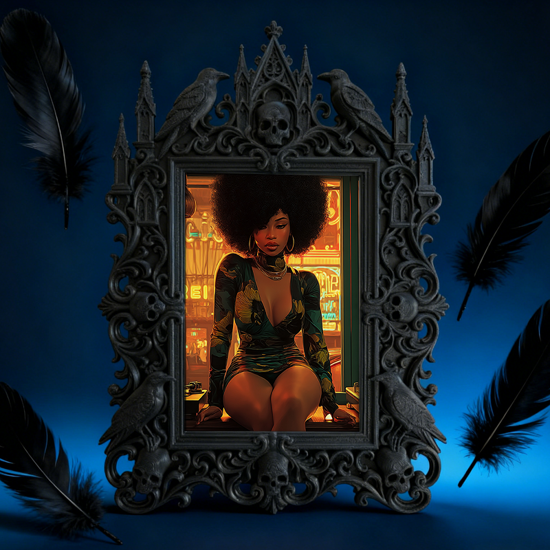 Artisanal Gothic Dark-style Photo Frame | Witchy Crystal Pendulum Shop Decor, Photo Ornament, Wall-mountable & Tabletop, Lightweight Frame