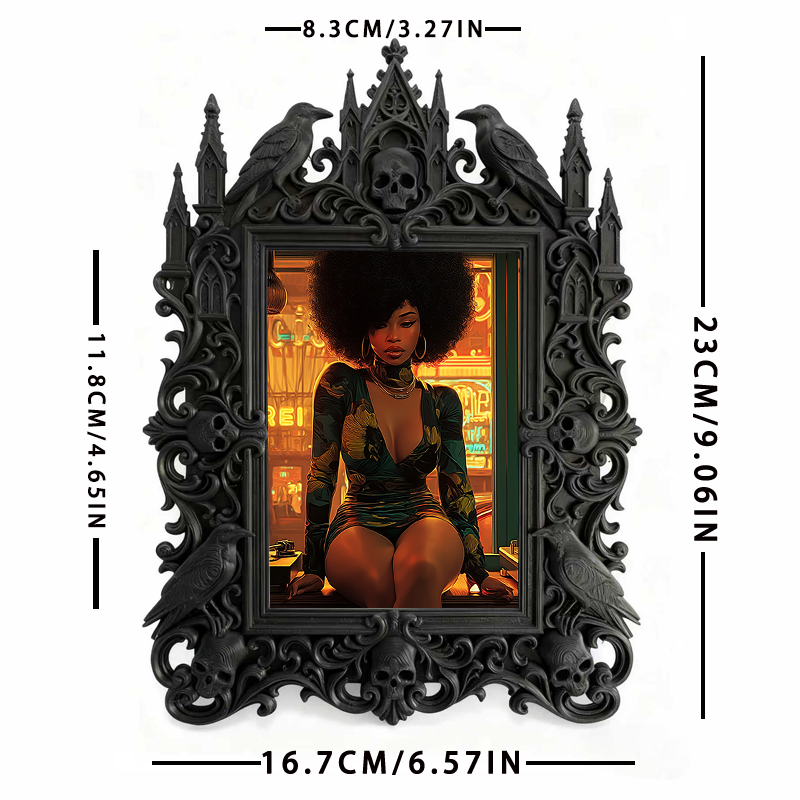 Artisanal Gothic Dark-style Photo Frame | Witchy Crystal Pendulum Shop Decor, Photo Ornament, Wall-mountable & Tabletop, Lightweight Frame