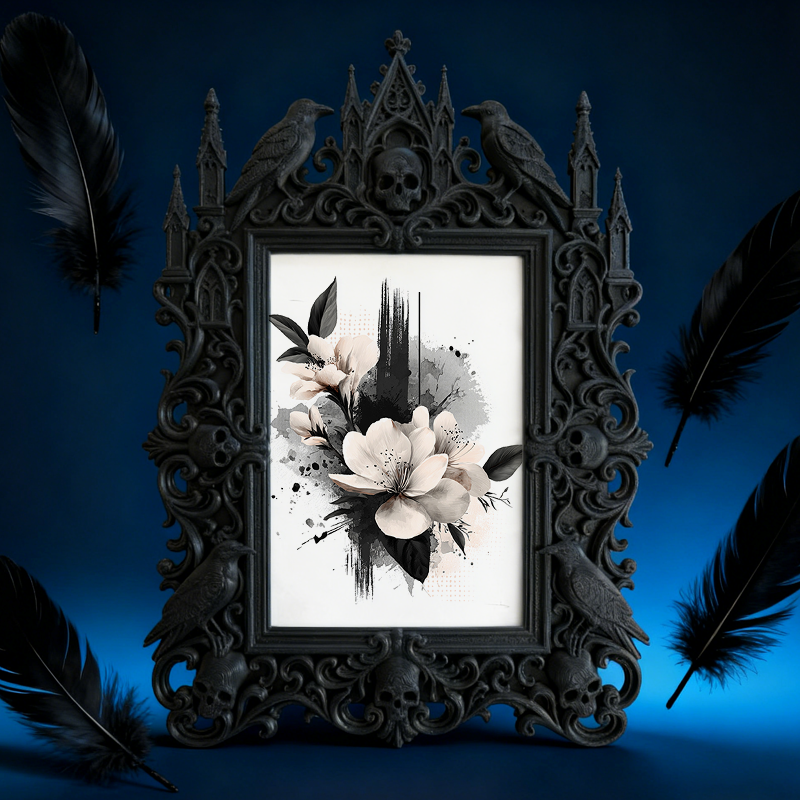 Sophisticated Gothic Dark-style Photo Frame | Horror Themed Book Club Meeting Decor, Photo Ornament, Wall-mountable & Tabletop, Reusable Fra