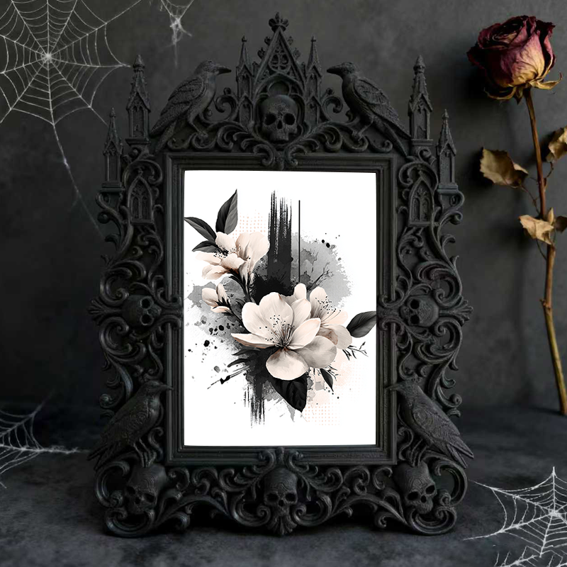 Sophisticated Gothic Dark-style Photo Frame | Horror Themed Book Club Meeting Decor, Photo Ornament, Wall-mountable & Tabletop, Reusable Fra
