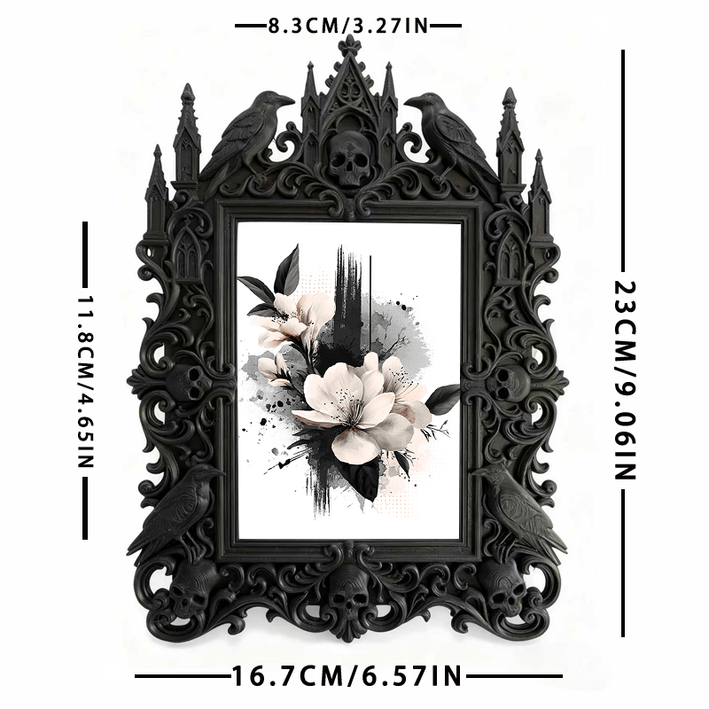 Sophisticated Gothic Dark-style Photo Frame | Horror Themed Book Club Meeting Decor, Photo Ornament, Wall-mountable & Tabletop, Reusable Fra