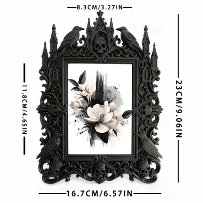 Sophisticated Gothic Dark-style Photo Frame | Horror Themed Book Club Meeting Decor, Photo Ornament, Wall-mountable & Tabletop, Reusable Fra