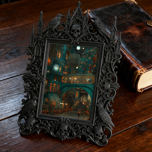 Collector’s Gothic Dark-style Photo Frame | Vampire Cosplay Cape Shop Display, Photo Ornament, Wall/Table Dual-use, High-gloss Frame