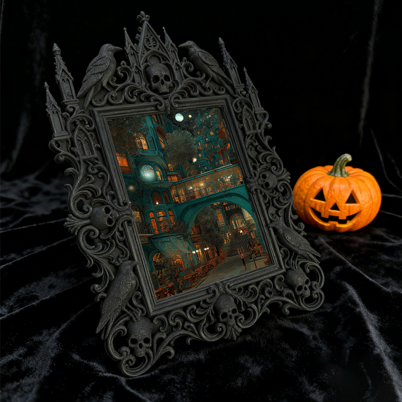 Collector’s Gothic Dark-style Photo Frame | Vampire Cosplay Cape Shop Display, Photo Ornament, Wall/Table Dual-use, High-gloss Frame