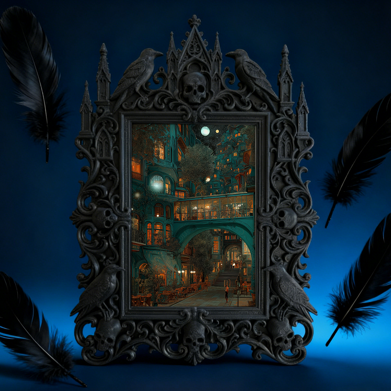 Collector’s Gothic Dark-style Photo Frame | Vampire Cosplay Cape Shop Display, Photo Ornament, Wall/Table Dual-use, High-gloss Frame