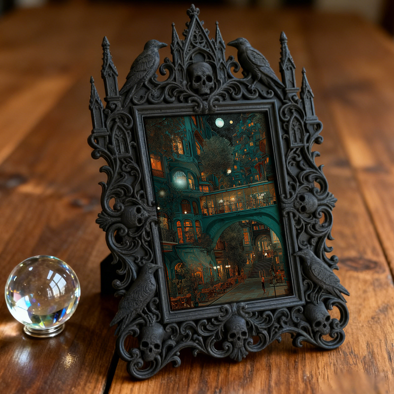Collector’s Gothic Dark-style Photo Frame | Vampire Cosplay Cape Shop Display, Photo Ornament, Wall/Table Dual-use, High-gloss Frame