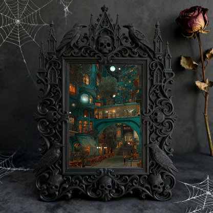 Collector’s Gothic Dark-style Photo Frame | Vampire Cosplay Cape Shop Display, Photo Ornament, Wall/Table Dual-use, High-gloss Frame