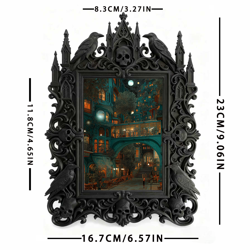 Collector’s Gothic Dark-style Photo Frame | Vampire Cosplay Cape Shop Display, Photo Ornament, Wall/Table Dual-use, High-gloss Frame