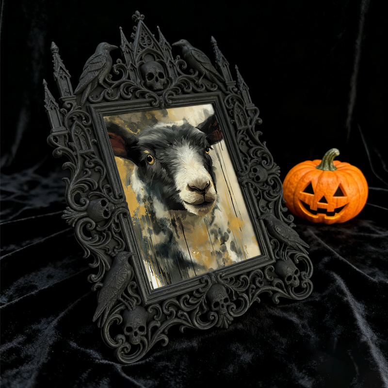 Edgy Gothic Dark-style Photo Frame | Dark Academia Quill Pen Shop Decor, Photo Ornament, Wall-mountable & Tabletop, Minimalist Frame