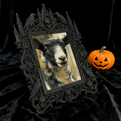 Edgy Gothic Dark-style Photo Frame | Dark Academia Quill Pen Shop Decor, Photo Ornament, Wall-mountable & Tabletop, Minimalist Frame