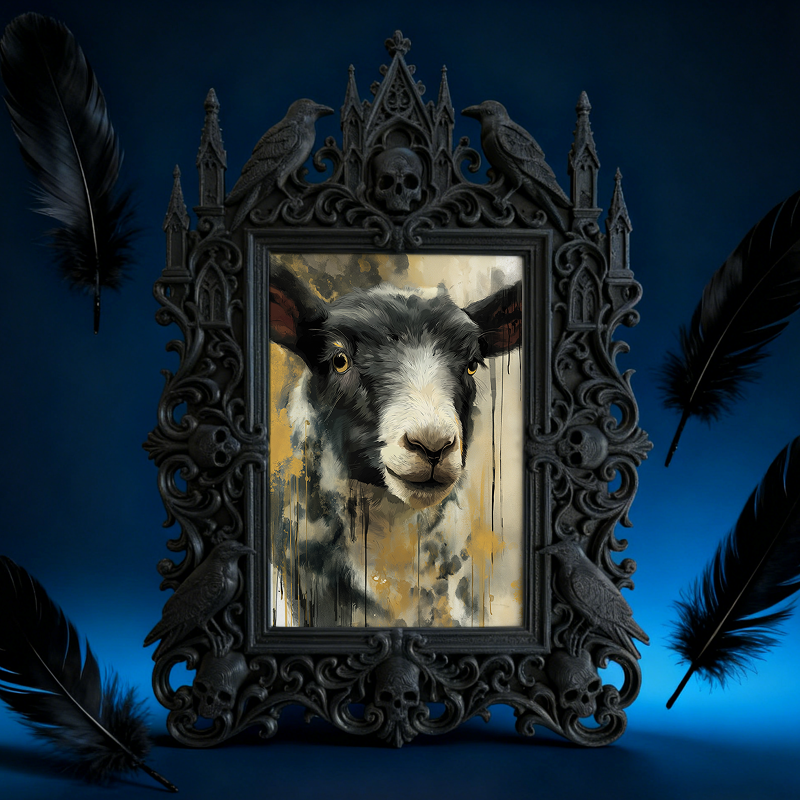Edgy Gothic Dark-style Photo Frame | Dark Academia Quill Pen Shop Decor, Photo Ornament, Wall-mountable & Tabletop, Minimalist Frame