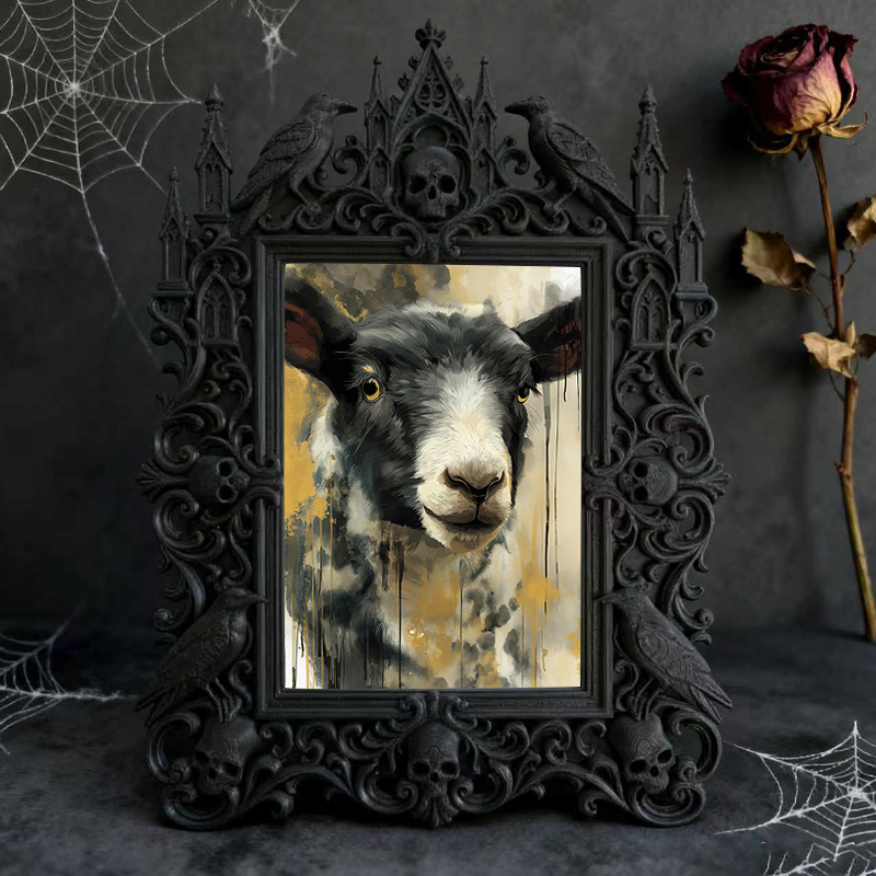 Edgy Gothic Dark-style Photo Frame | Dark Academia Quill Pen Shop Decor, Photo Ornament, Wall-mountable & Tabletop, Minimalist Frame