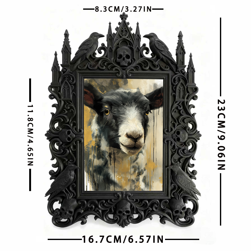 Edgy Gothic Dark-style Photo Frame | Dark Academia Quill Pen Shop Decor, Photo Ornament, Wall-mountable & Tabletop, Minimalist Frame
