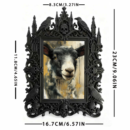 Edgy Gothic Dark-style Photo Frame | Dark Academia Quill Pen Shop Decor, Photo Ornament, Wall-mountable & Tabletop, Minimalist Frame