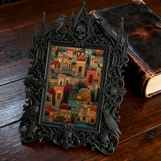 Artisanal Gothic Dark-style Photo Frame | Witchy Herbal Infusion Bar Decor, Photo Ornament, Dual-use Display, Practical Frame