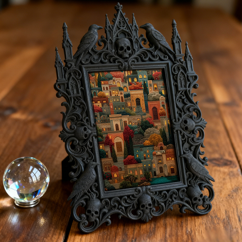 Artisanal Gothic Dark-style Photo Frame | Witchy Herbal Infusion Bar Decor, Photo Ornament, Dual-use Display, Practical Frame