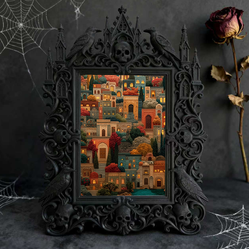 Artisanal Gothic Dark-style Photo Frame | Witchy Herbal Infusion Bar Decor, Photo Ornament, Dual-use Display, Practical Frame